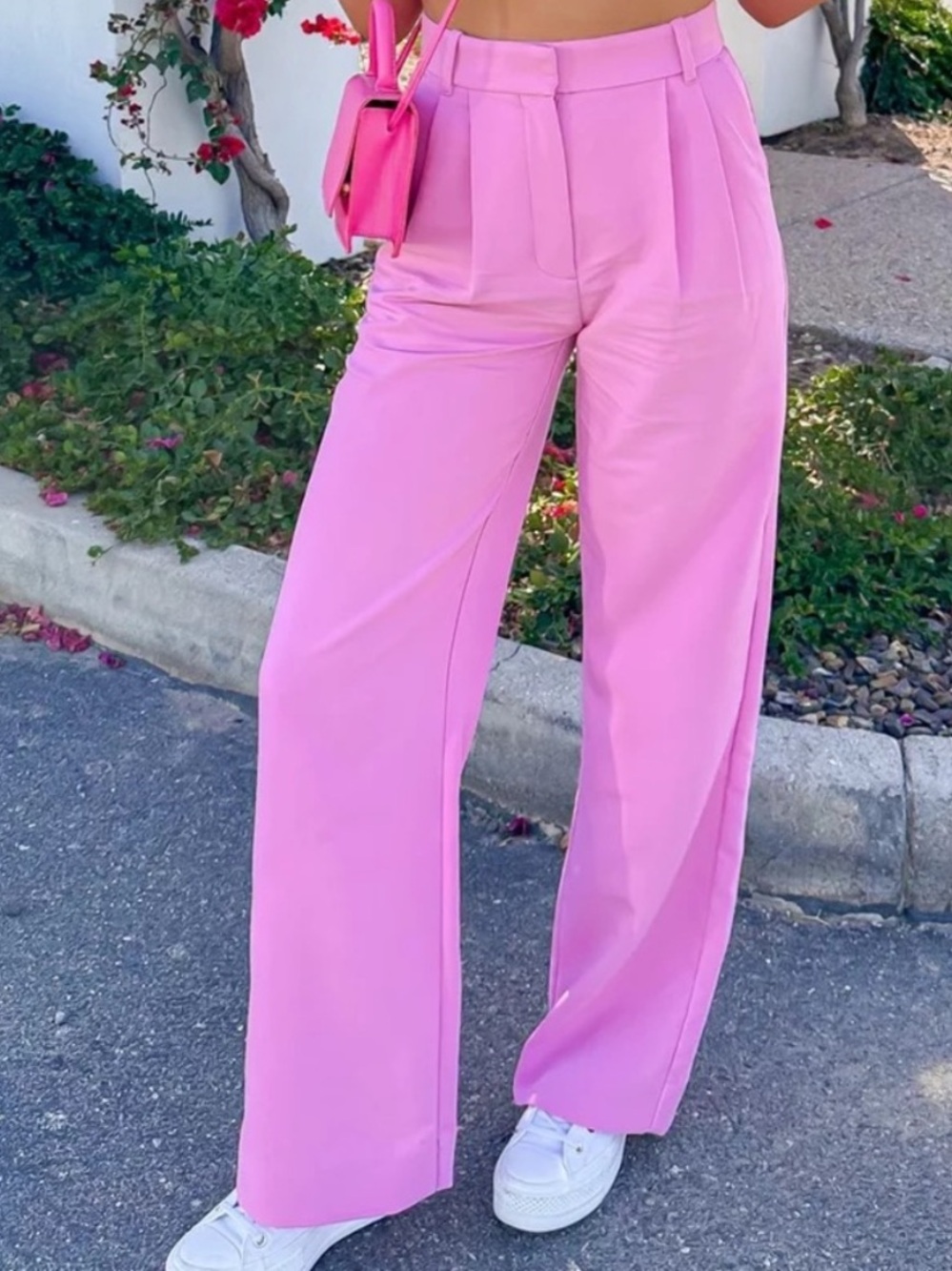 Abercrombie & Fitch Pink Sloane Tailored Premium Crepe Wide Leg Pants 6/28